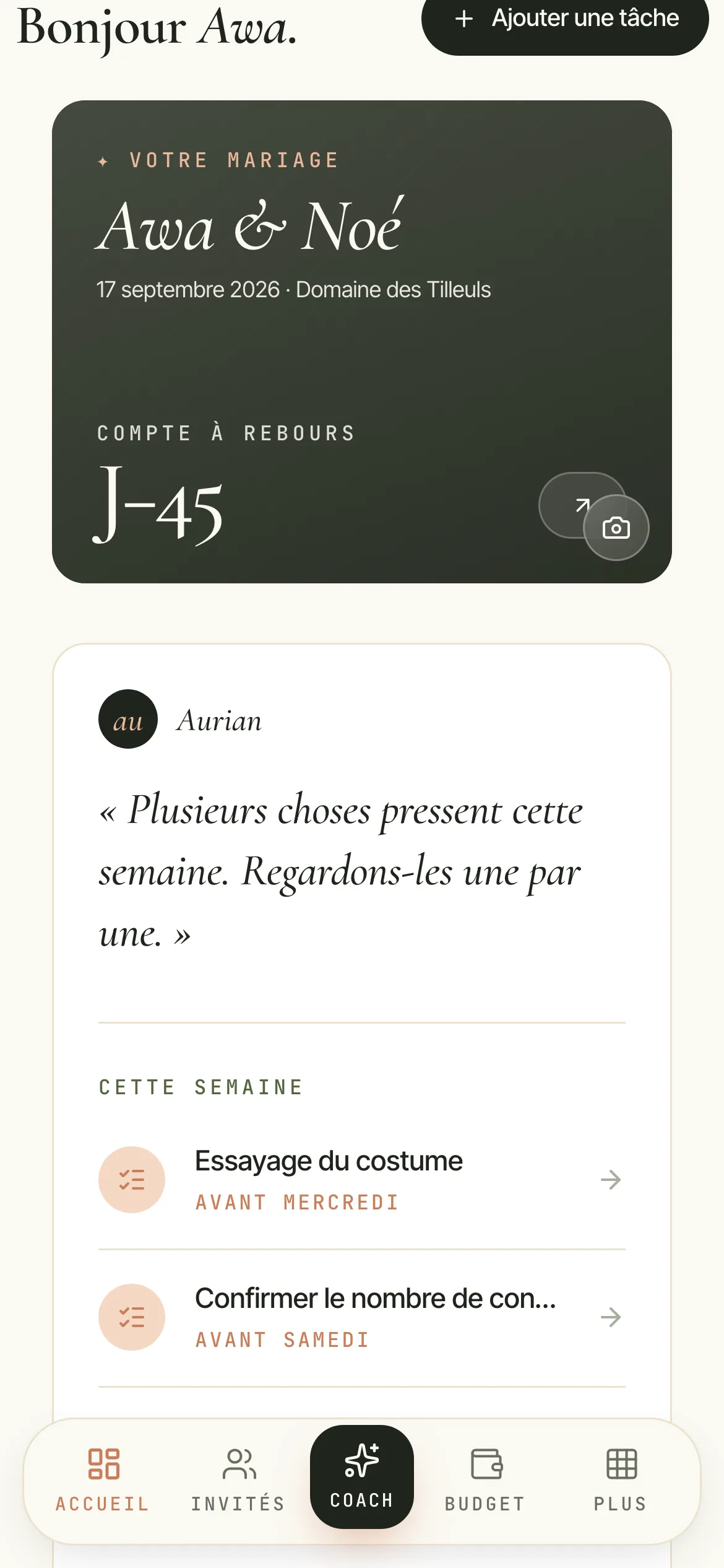 Votre mariage, un mardi soir.